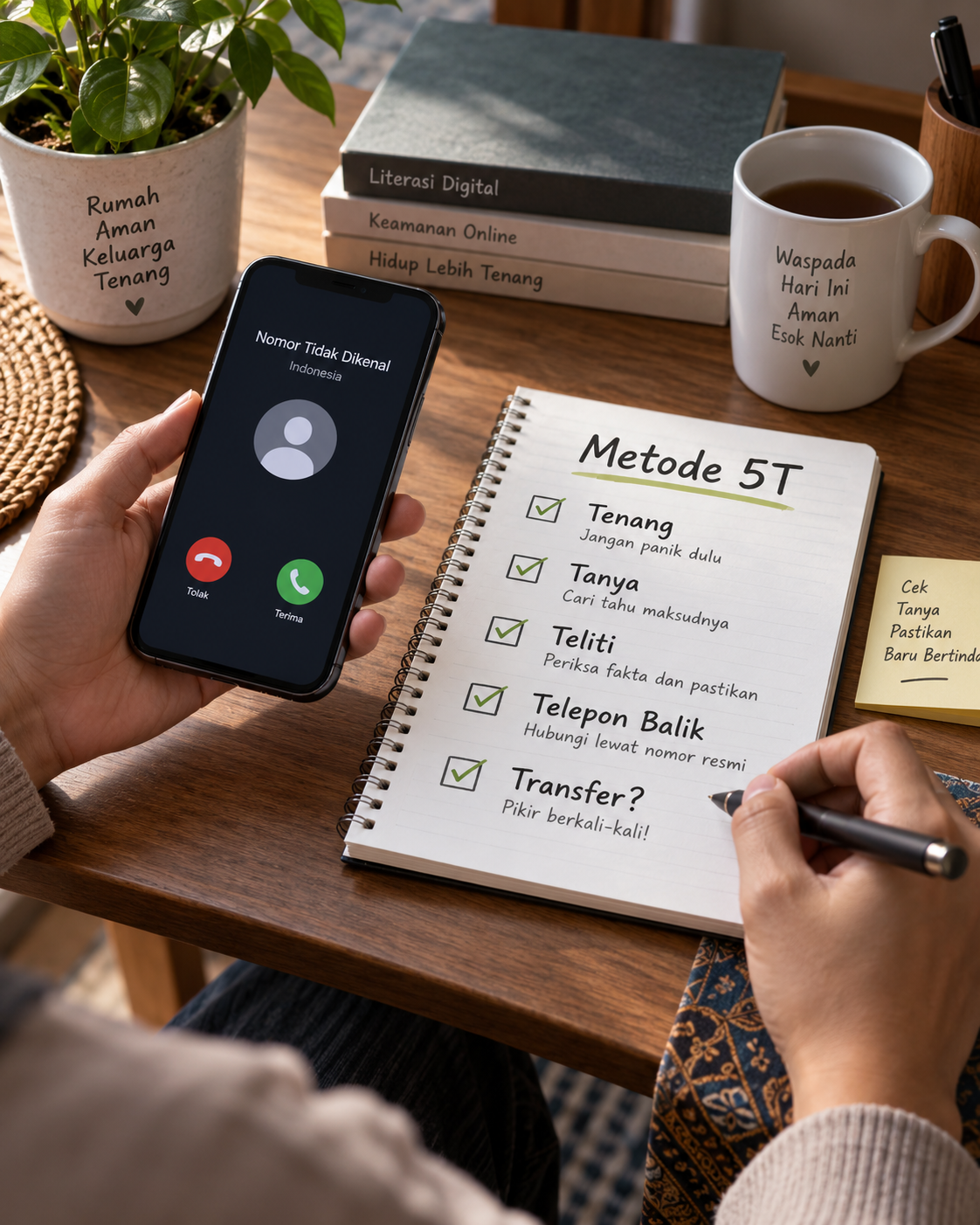 Orang tua menggunakan telepon seluler