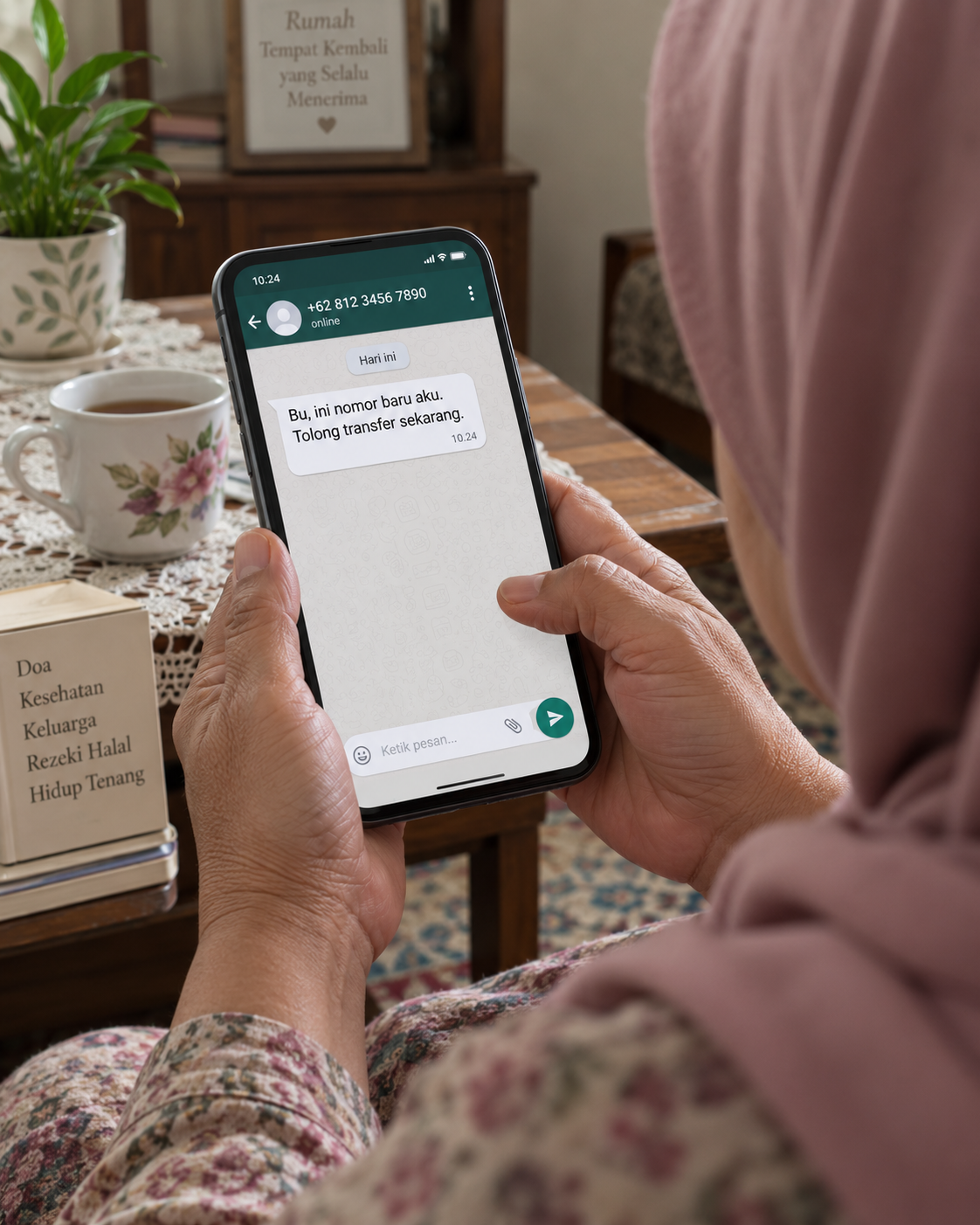 Orang tua menggunakan smartphone
